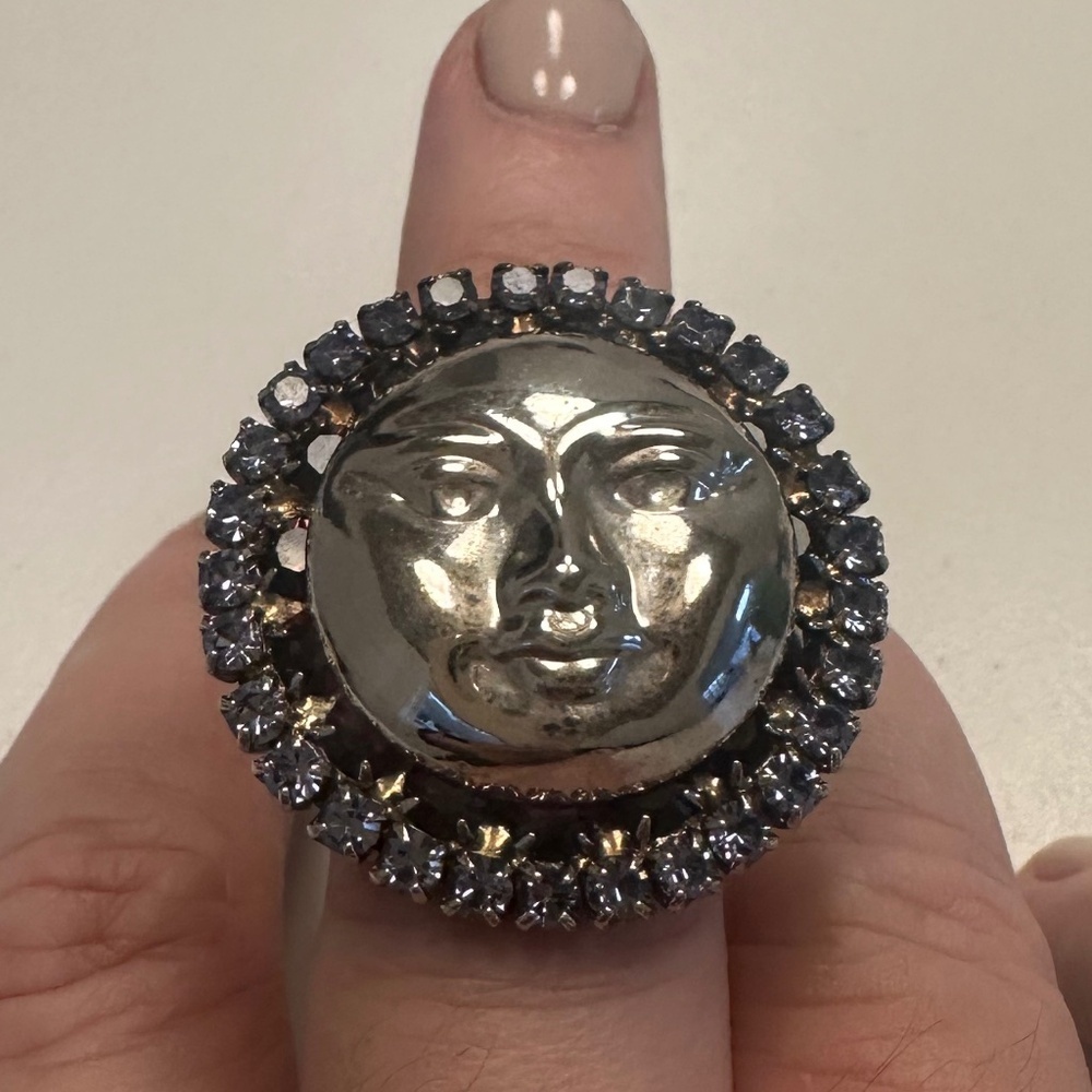 Danny Pollak - Silver Plated Amethyst & Violet Crystal Sun Face Statement Ring - Picture 9 of 16